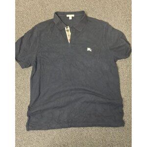 Burberry Brit Polo Tagged XXXL (Fits L - 23" Chest) Navy Blue Logo Check